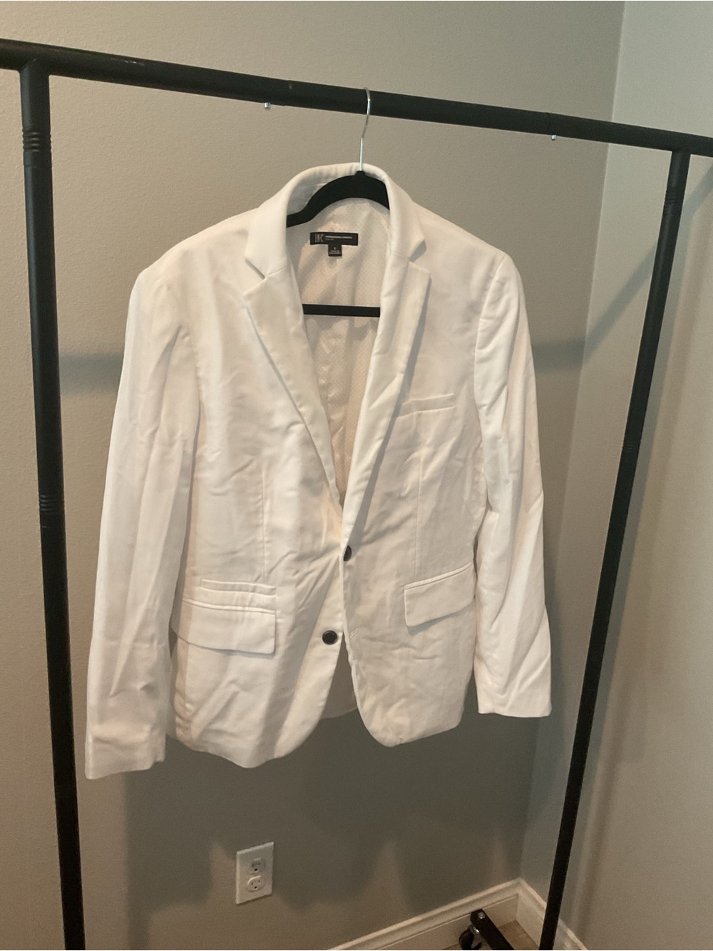 INC International Concepts White Women's Tailored Blazer with Notch Lapel